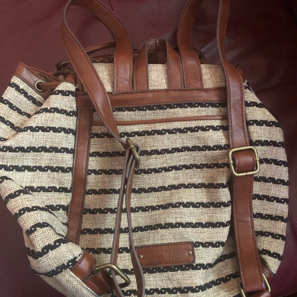 Lucky Brand Tan and Brown Backpack